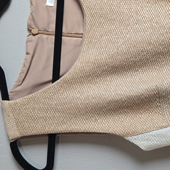 Anthropologie DREW-NWT-Tan/White Sheath Dress Fully Lined-Size 4 - Picture 5 of 16